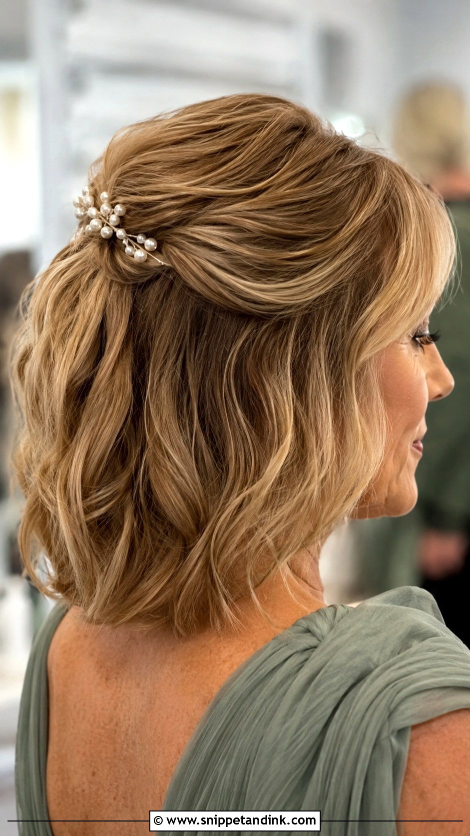 Short Half Up Bob For Mother Of Groom Short Hair - Snippet and Ink - 15 Wedding Hairstyles for Mother of Groom Short Hair