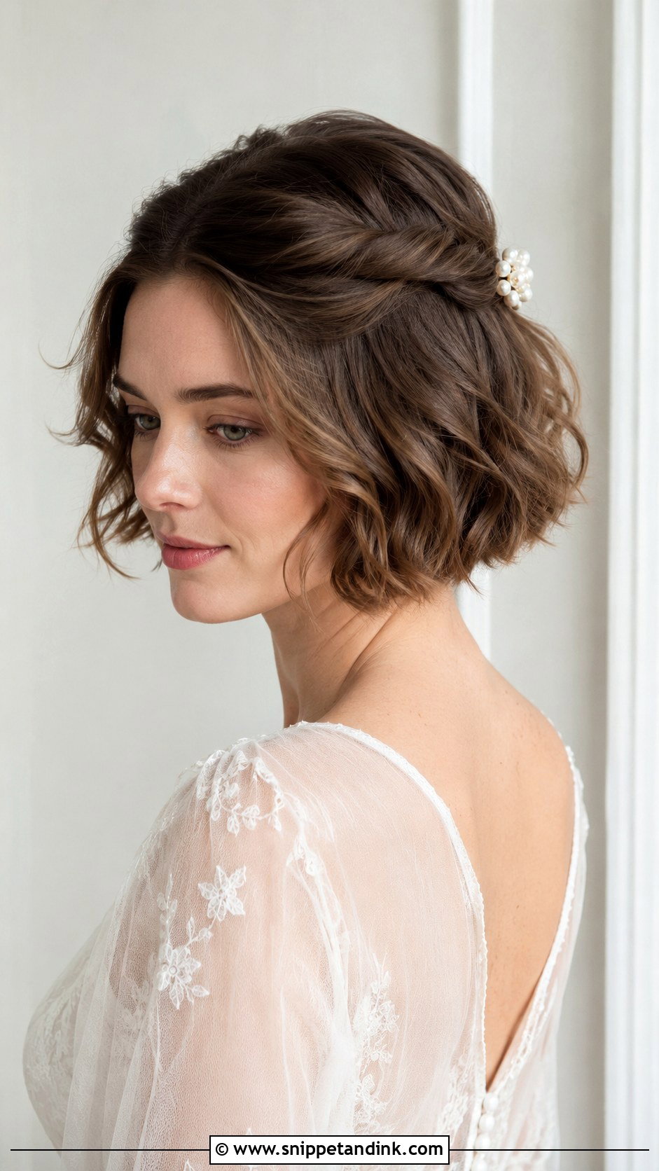 Short Half Up Bridal Bob - Snippet and Ink - 15 Short Hairstyles for Brides