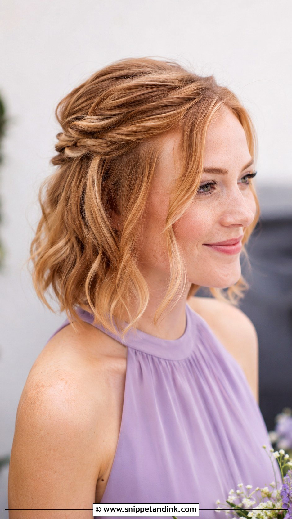 Short Half Up Bridesmaid Hairstyle - Snippet and Ink - 20 Short Hairstyles for Wedding Bridesmaid