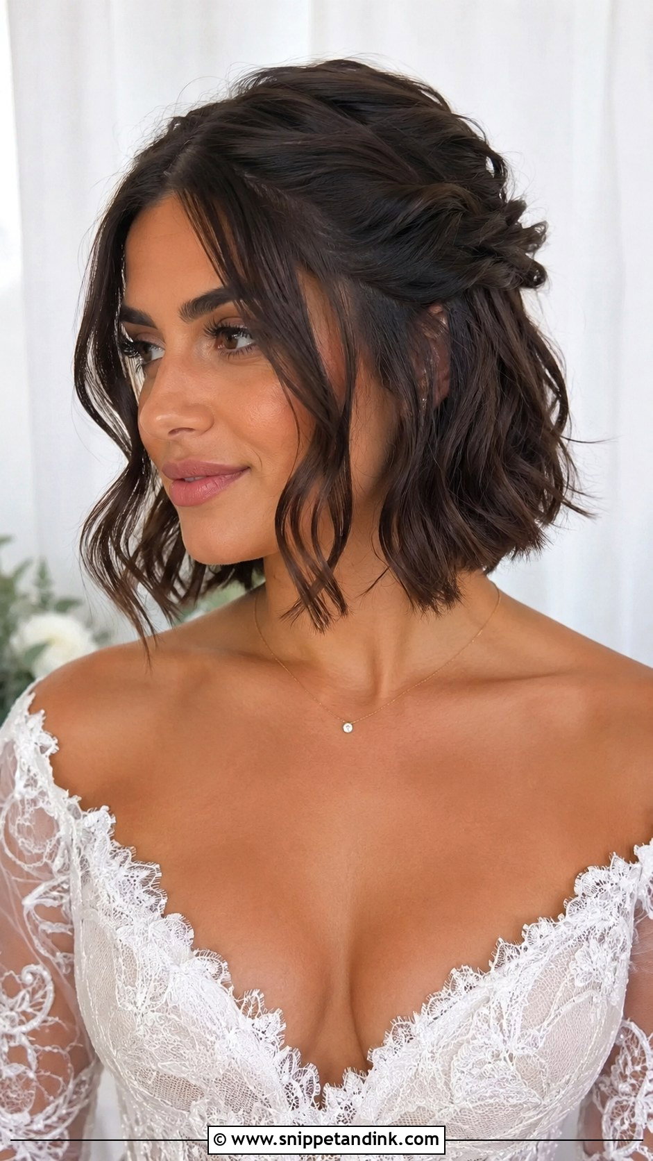 Short Half Up Wedding Hairstyle - Snippet and Ink - 20 Elegant Short Hairstyles for Wedding