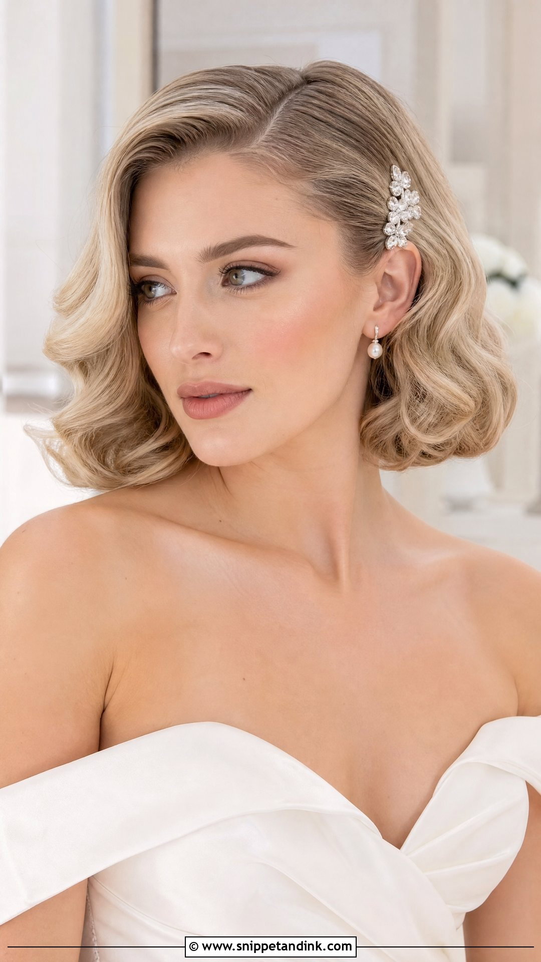 Short Hollywood Curls Wedding Hair - Snippet and Ink - 15 Curls for Short Hair Wedding