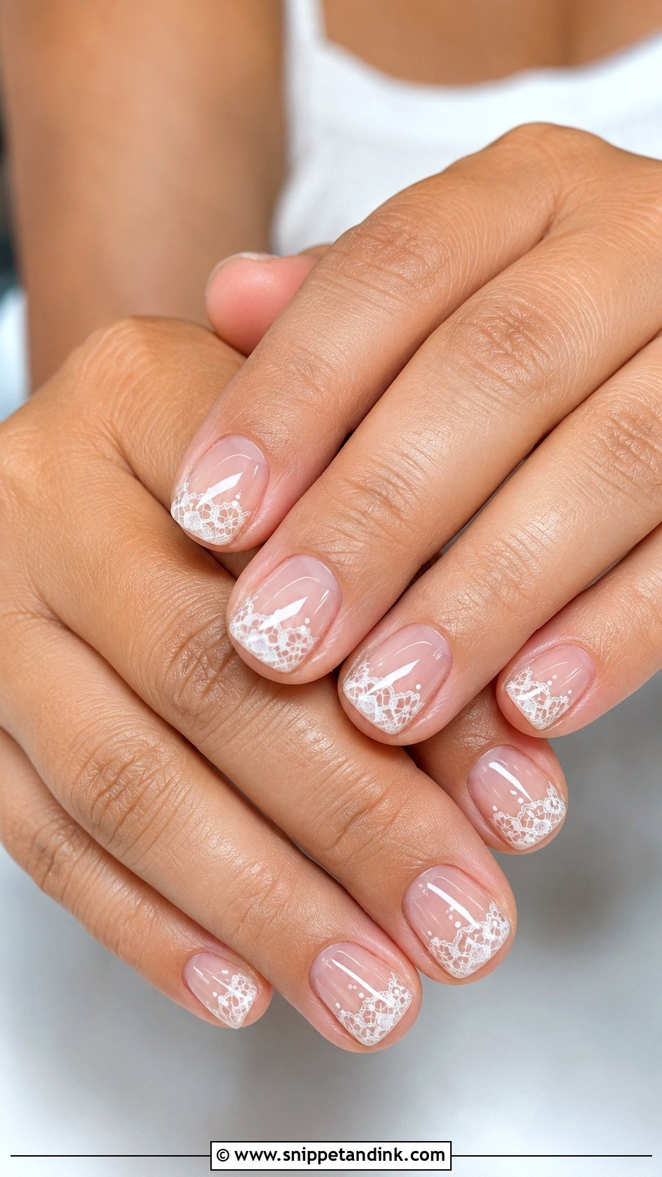 Short Lace Bridal Nails - Snippet and Ink - 20 Lace Bridal Nails