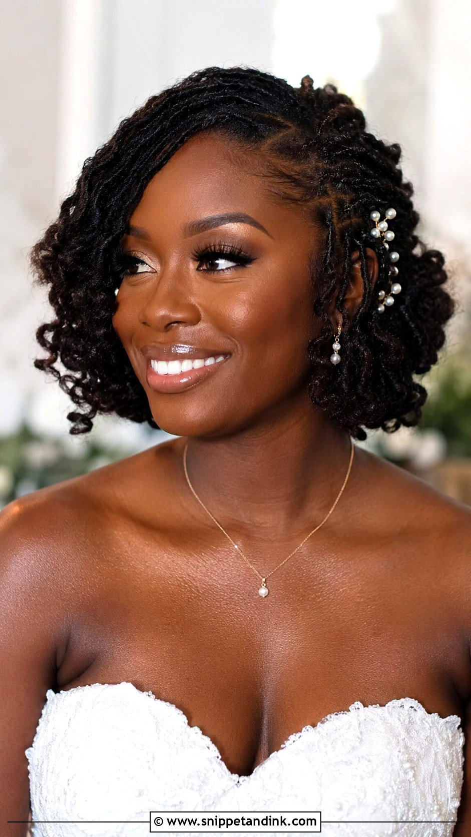 Short Locs Low Bun - Snippet and Ink - 15 Short Locs Wedding Hairstyles