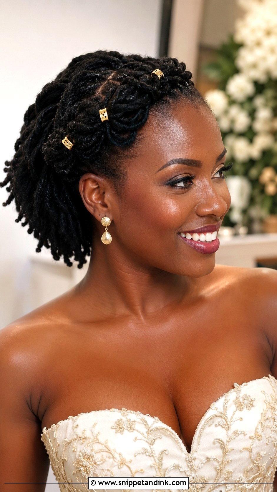 Short Locs Side Swept Wedding Hair - Snippet and Ink - 15 Short Locs Wedding Hairstyles