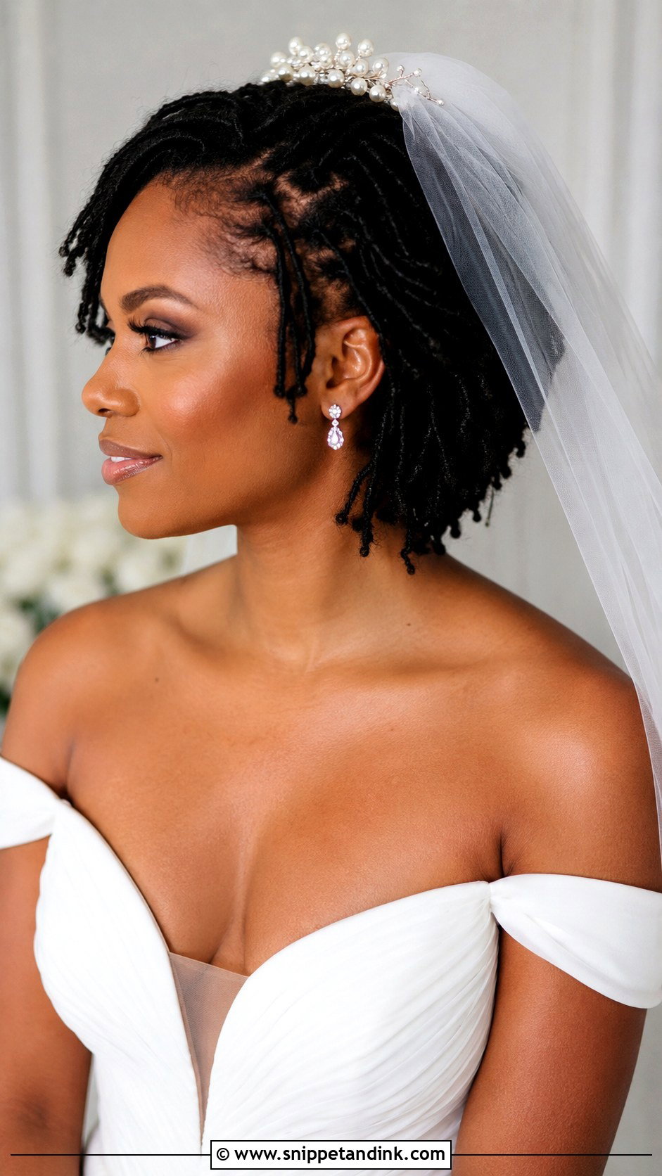 Short Locs Wedding Hair With Veil - Snippet and Ink - 15 Short Locs Wedding Hairstyles