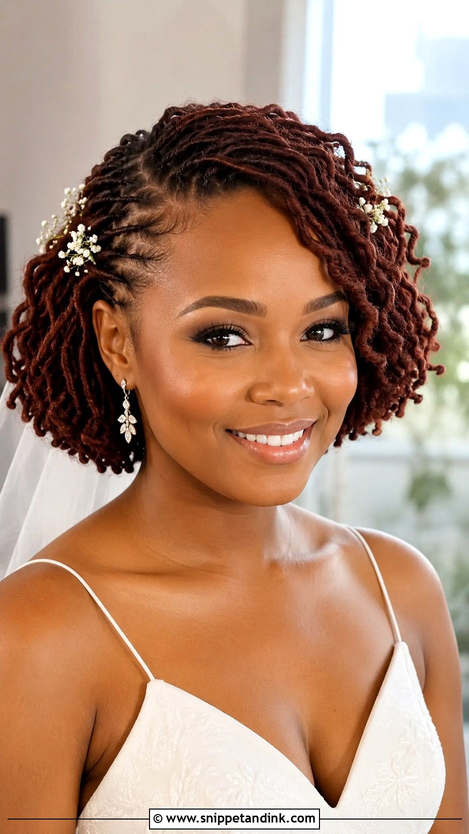 Short Locs Wedding Hairstyle - Snippet and Ink - 15 Locs Styles for Wedding