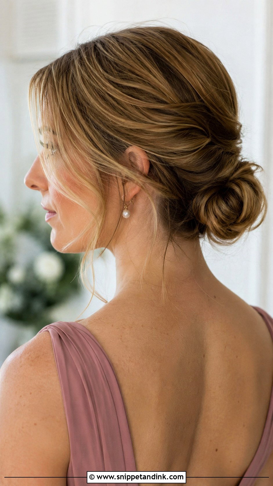 Short Low Bun Bridesmaid Hairstyle - Snippet and Ink - 20 Short Hairstyles for Wedding Bridesmaid