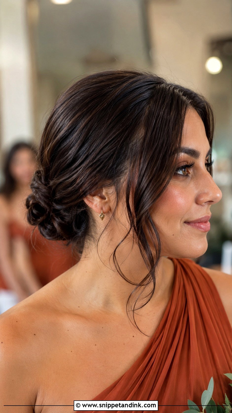 Short Low Bun For Bridesmaids - Snippet and Ink - 20 Short Wedding Hairstyles for Bridesmaids