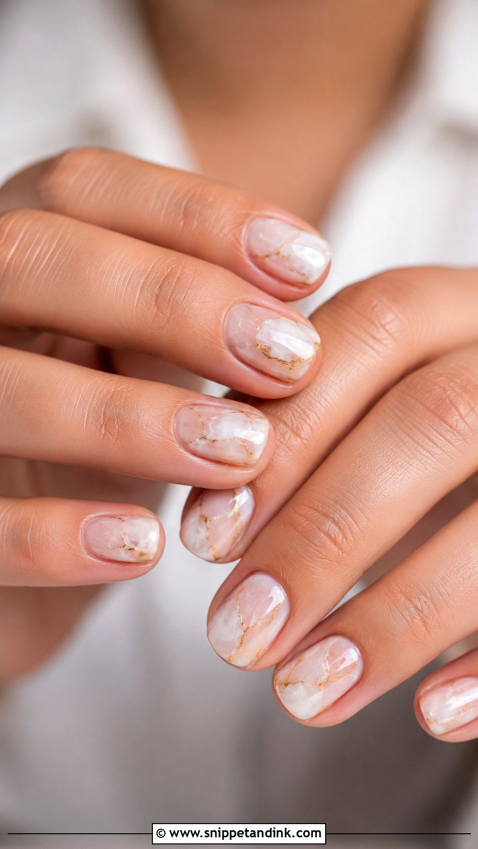 Short Marble Wedding Nails - Snippet and Ink - 30 Short Wedding Nails