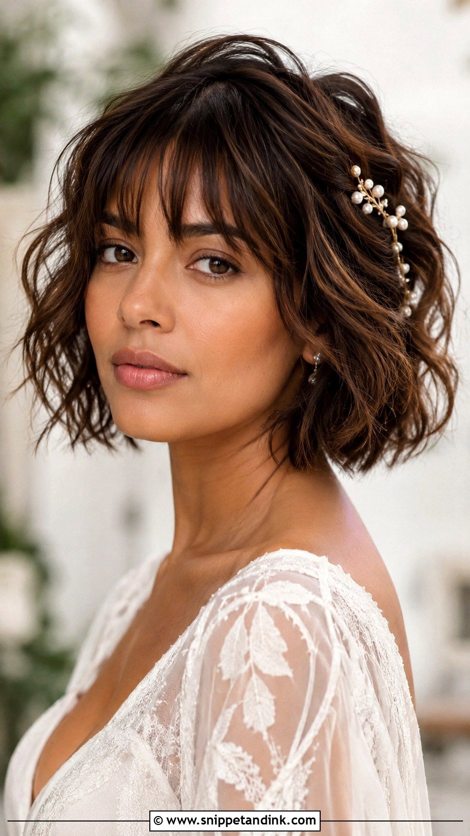 Short Messy Bob Bridal Hair With Bangs - Snippet and Ink - 15 Short Bridal Hair with Bangs