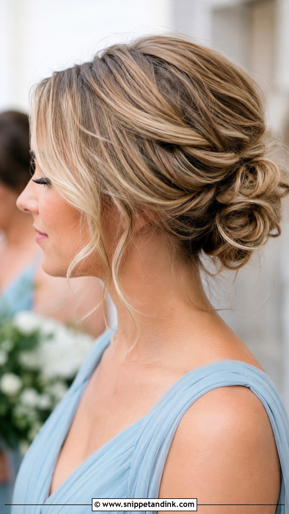 Short Messy Bun Bridesmaid Hairstyle - Snippet and Ink - 20 Bridesmaid Hairstyle Shorthair Ideas