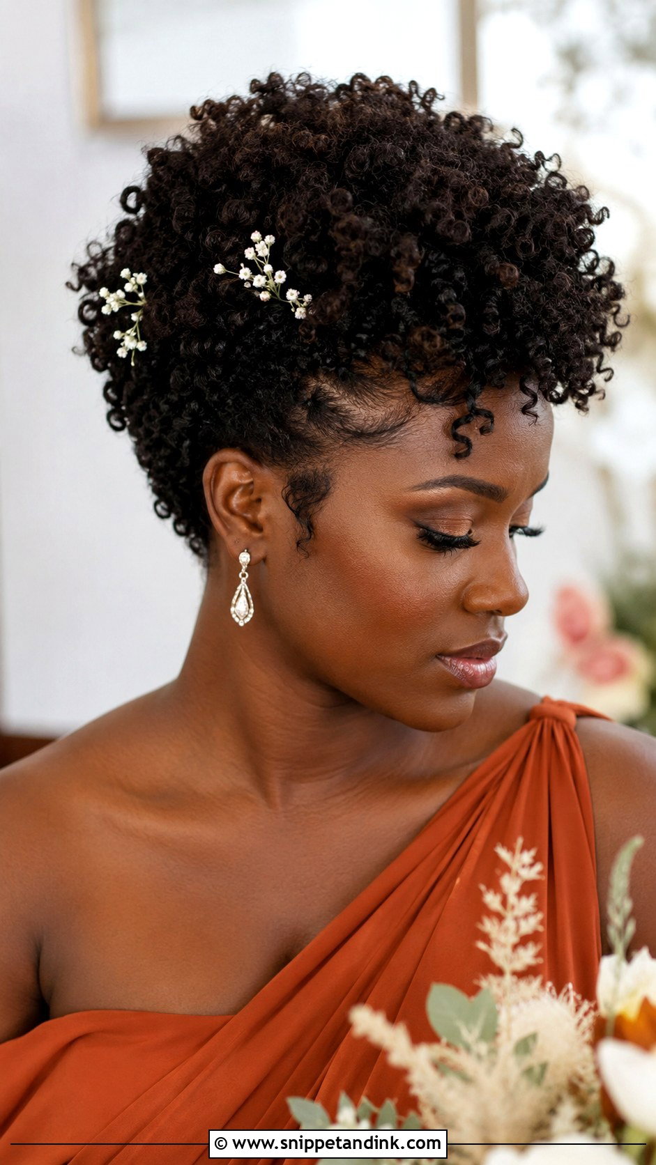 Short Natural Curls Bridesmaid Hairstyle - Snippet and Ink - 20 Short Hairstyles for Wedding Bridesmaid