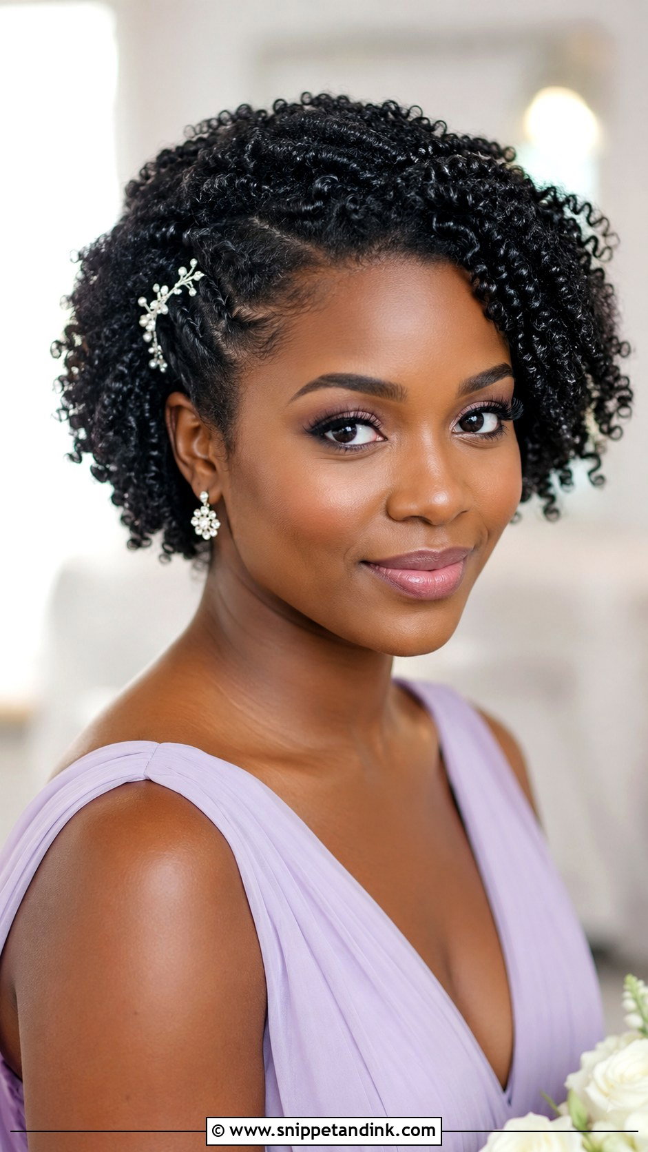 Short Natural Curls Bridesmaid Hairstyle - Snippet and Ink - 20 Bridesmaid Hairstyle Shorthair Ideas