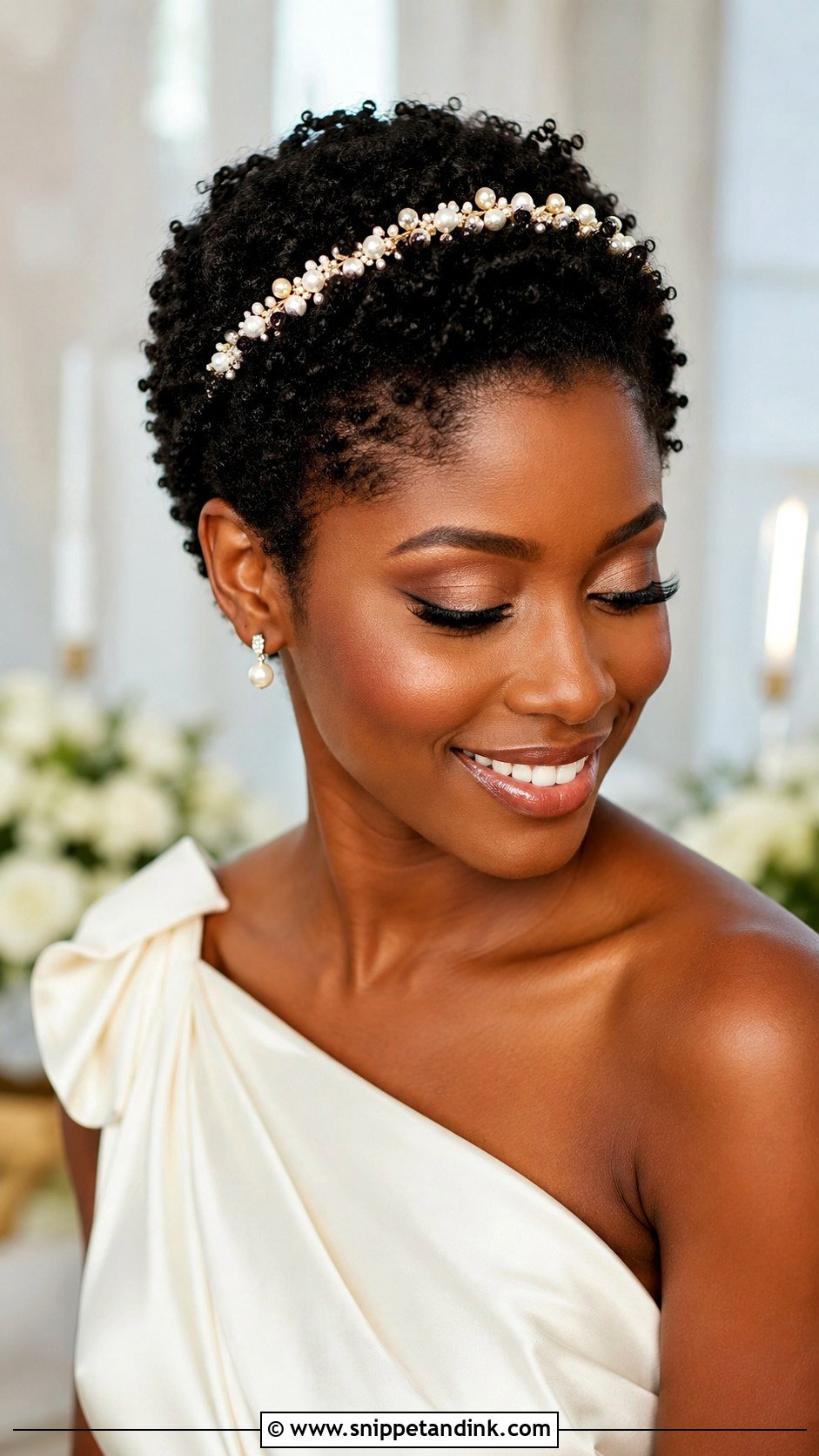 Short Natural Curls Wedding Hairstyle - Snippet and Ink - 20 Elegant Short Hairstyles for Wedding