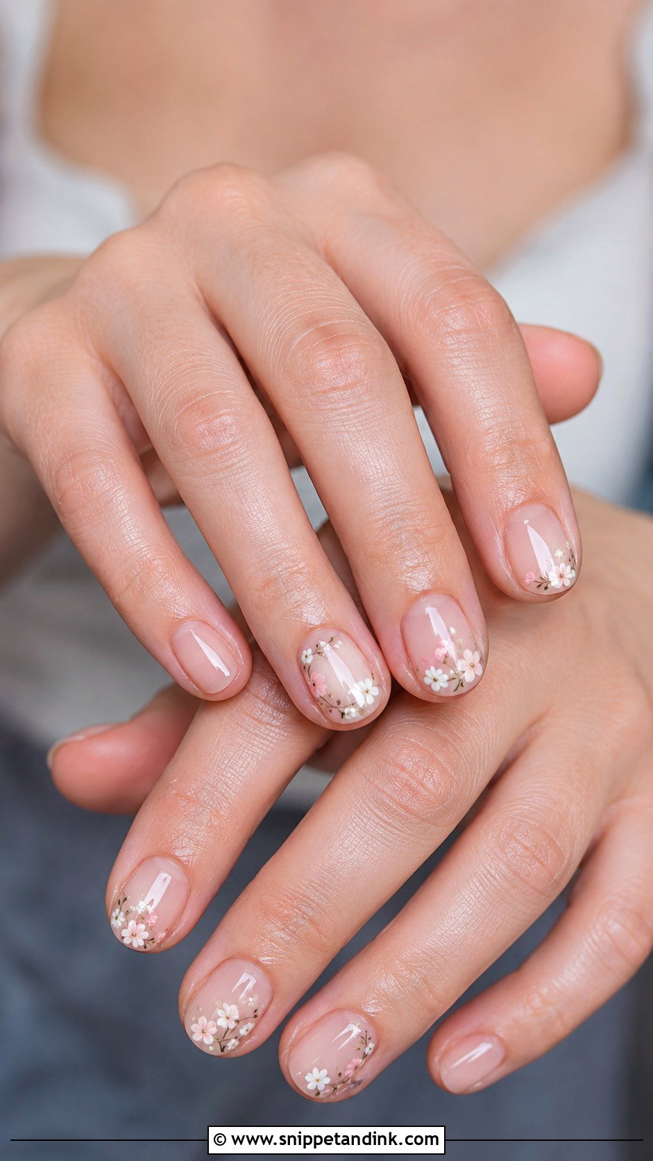 Short Natural Floral Wedding Nails - Snippet and Ink - 20 Short Natural Wedding Nails