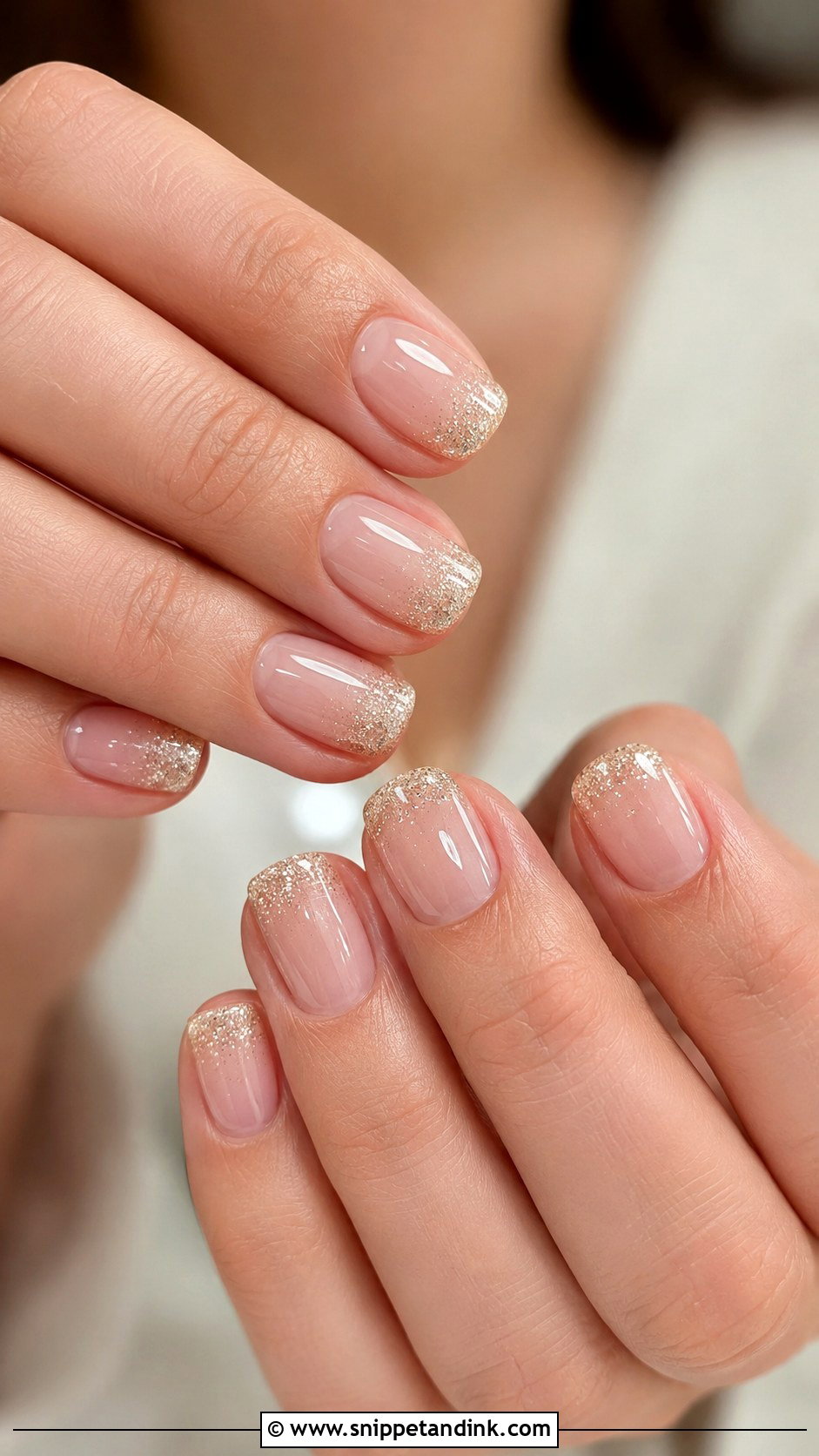 Short Natural Glitter Wedding Nails - Snippet and Ink - 20 Short Natural Wedding Nails