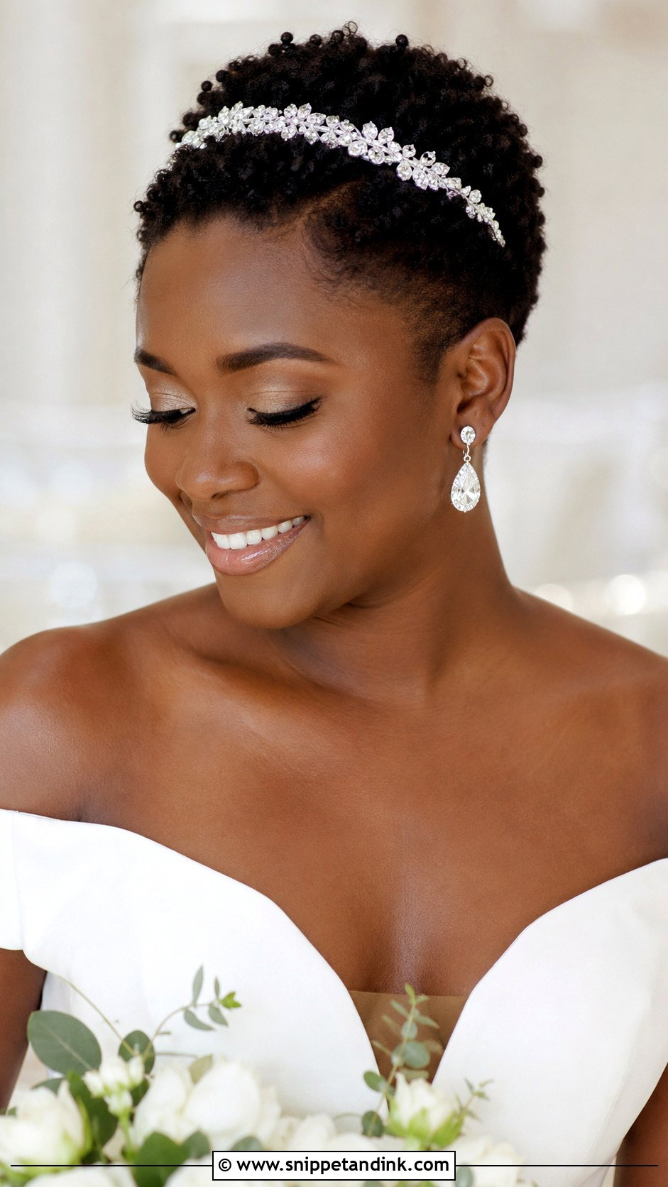Short Natural Hair Bridal Look - Snippet and Ink - 30 Natural Hair Wedding Ideas
