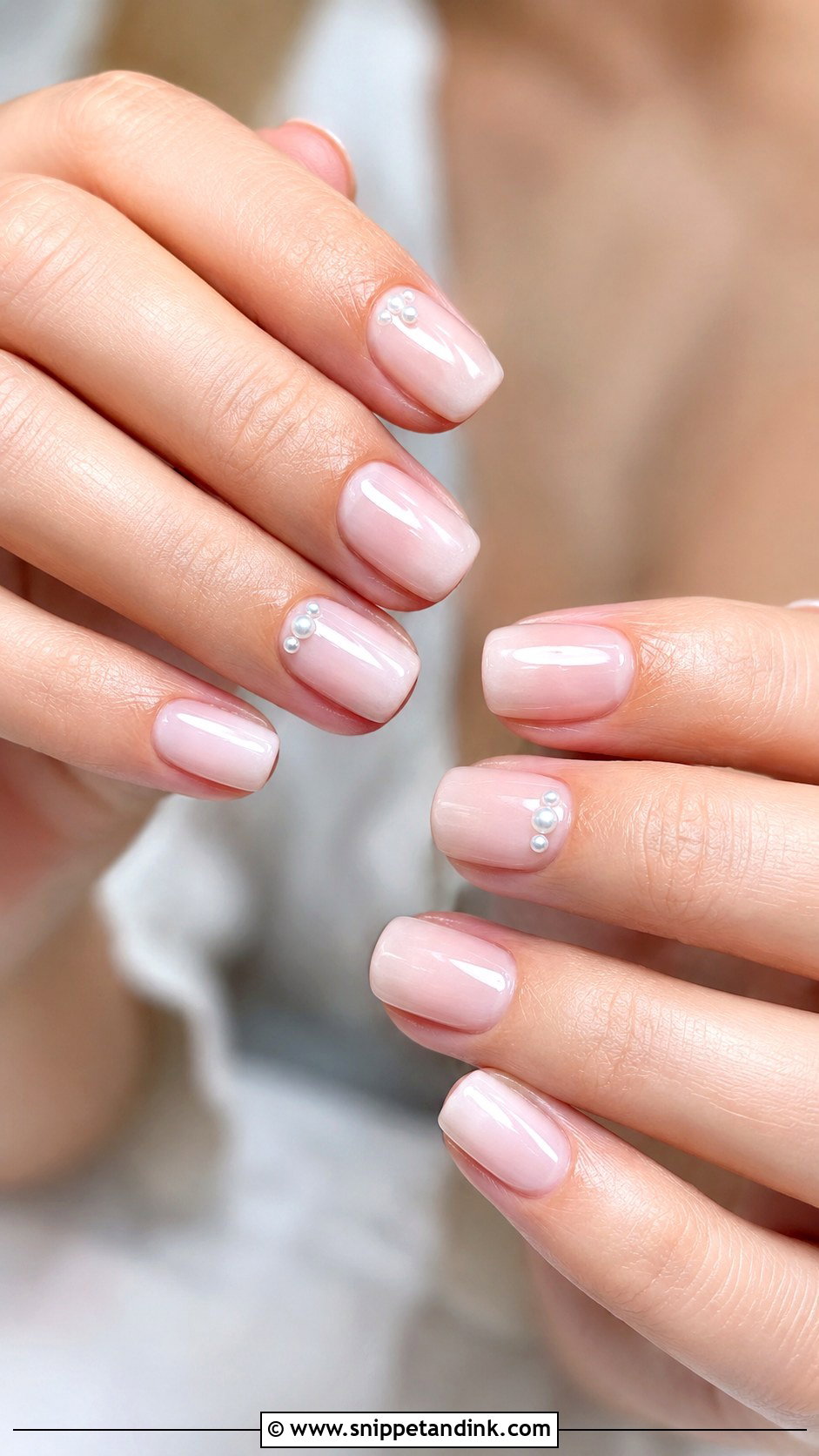 Short Natural Pearl Wedding Nails - Snippet and Ink - 20 Short Natural Wedding Nails