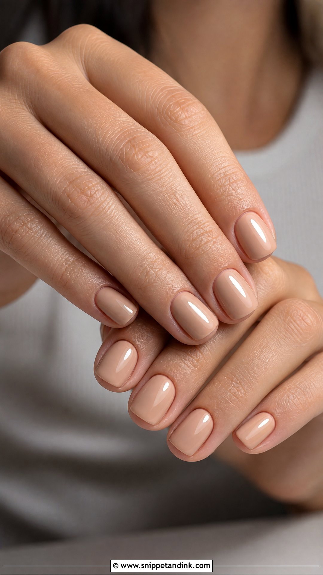 Short Nude Glossy Nails - Snippet and Ink - 25 Wedding Guest Nail Inspo Ideas