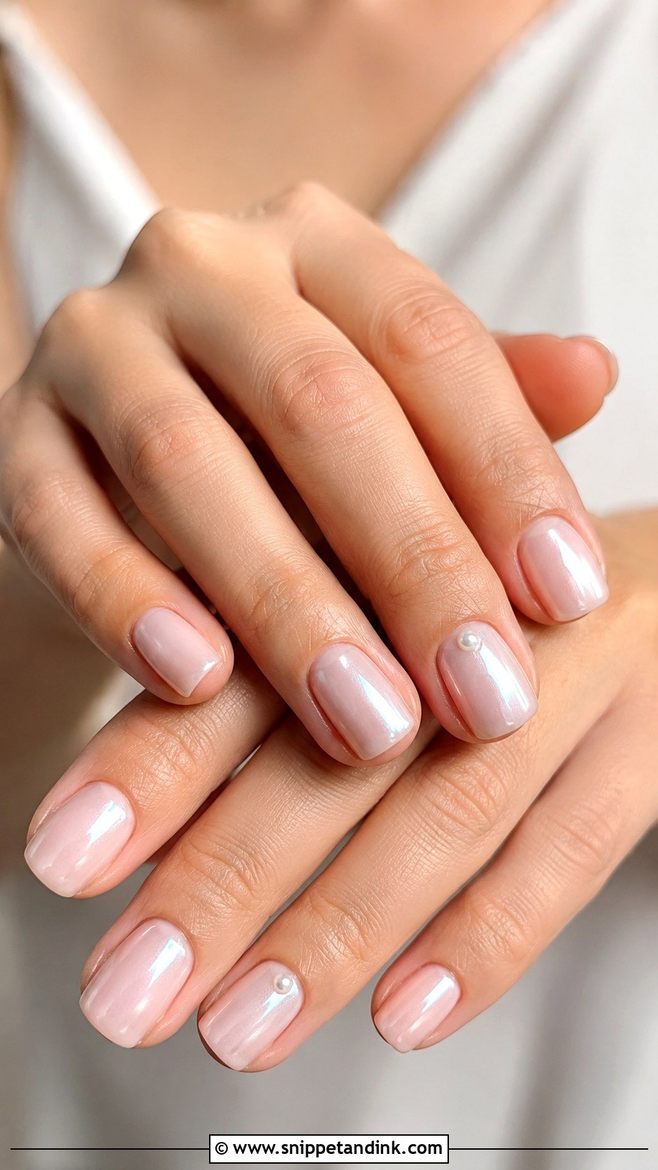 Short Pearl Bridal Nails - Snippet and Ink - 20 Pearl Bridal Nails