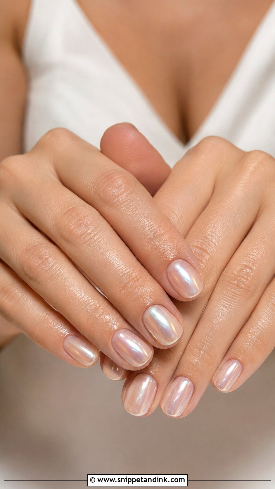 Short Pearl Chrome Wedding Nails - Snippet and Ink - 30 Short Wedding Nails