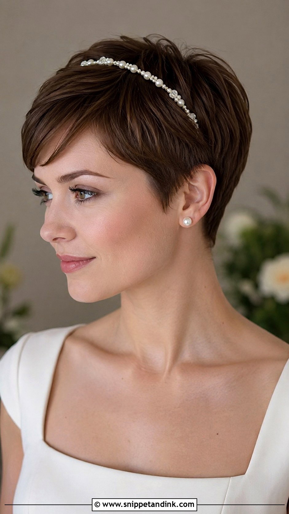 Short Pixie Wedding Hair With Headband - Snippet and Ink - 15 Very Short Wedding Hair Ideas