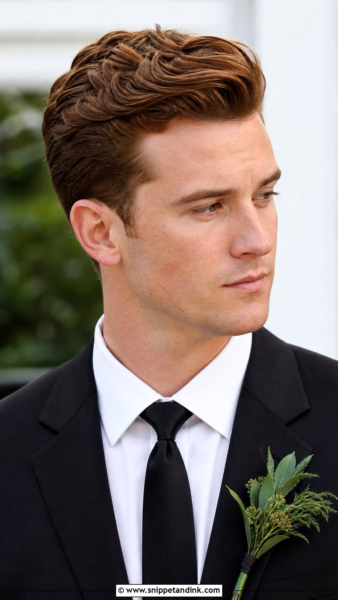 Short Pompadour Groom Wedding Hairstyle - Snippet and Ink - 15 Groom Wedding Hairstyle Men Ideas