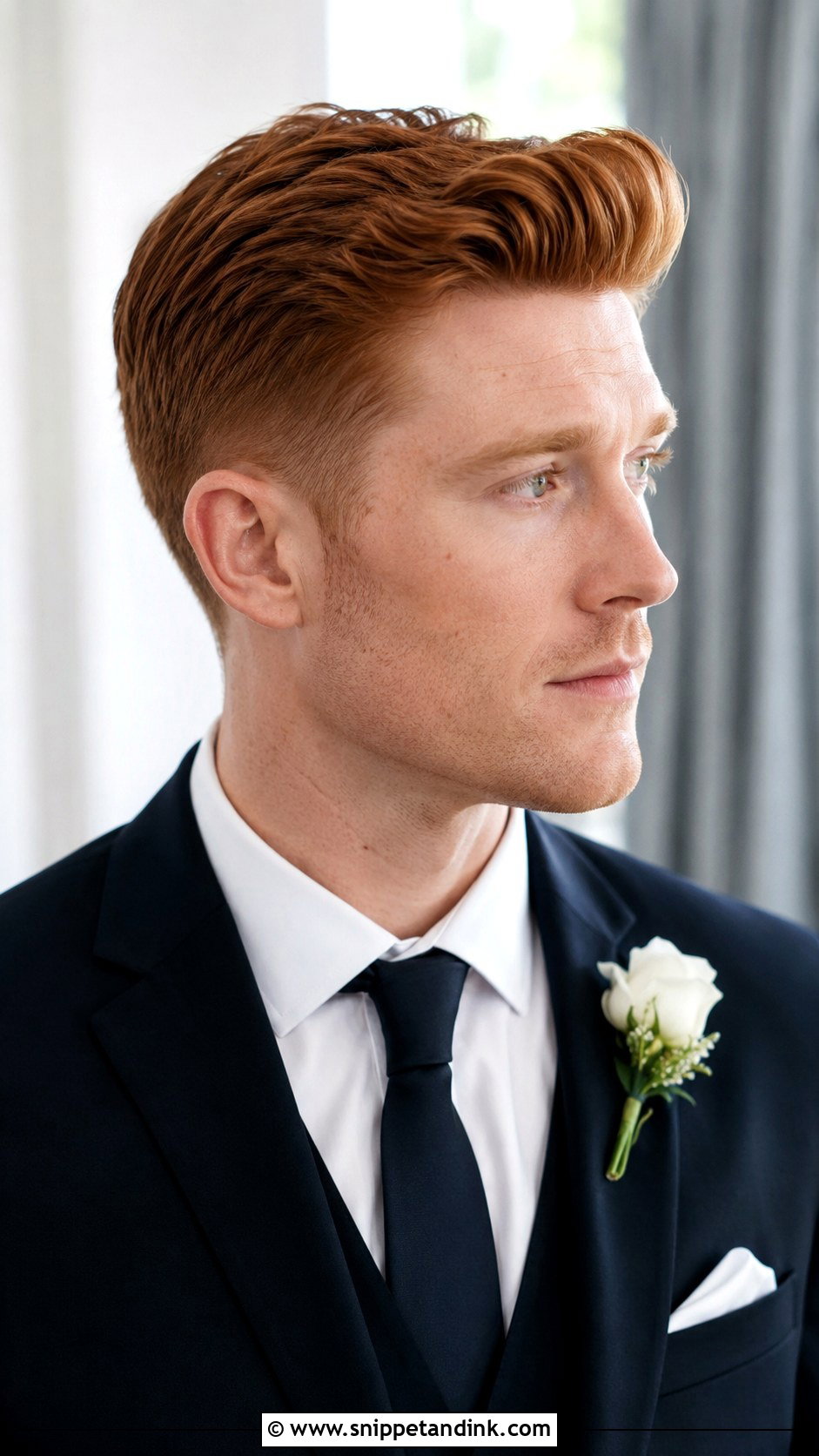 Short Pompadour Wedding Hairstyle For Men - Snippet and Ink - 15 Men Wedding Hairstyle Ideas