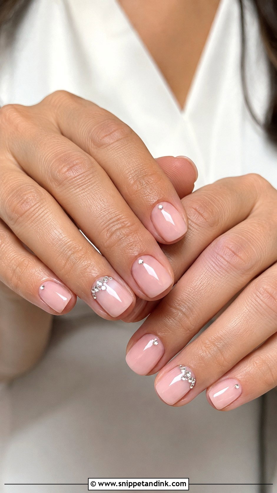 Short Rhinestone Wedding Nails - Snippet and Ink - 20 Wedding Nails with Rhinestones