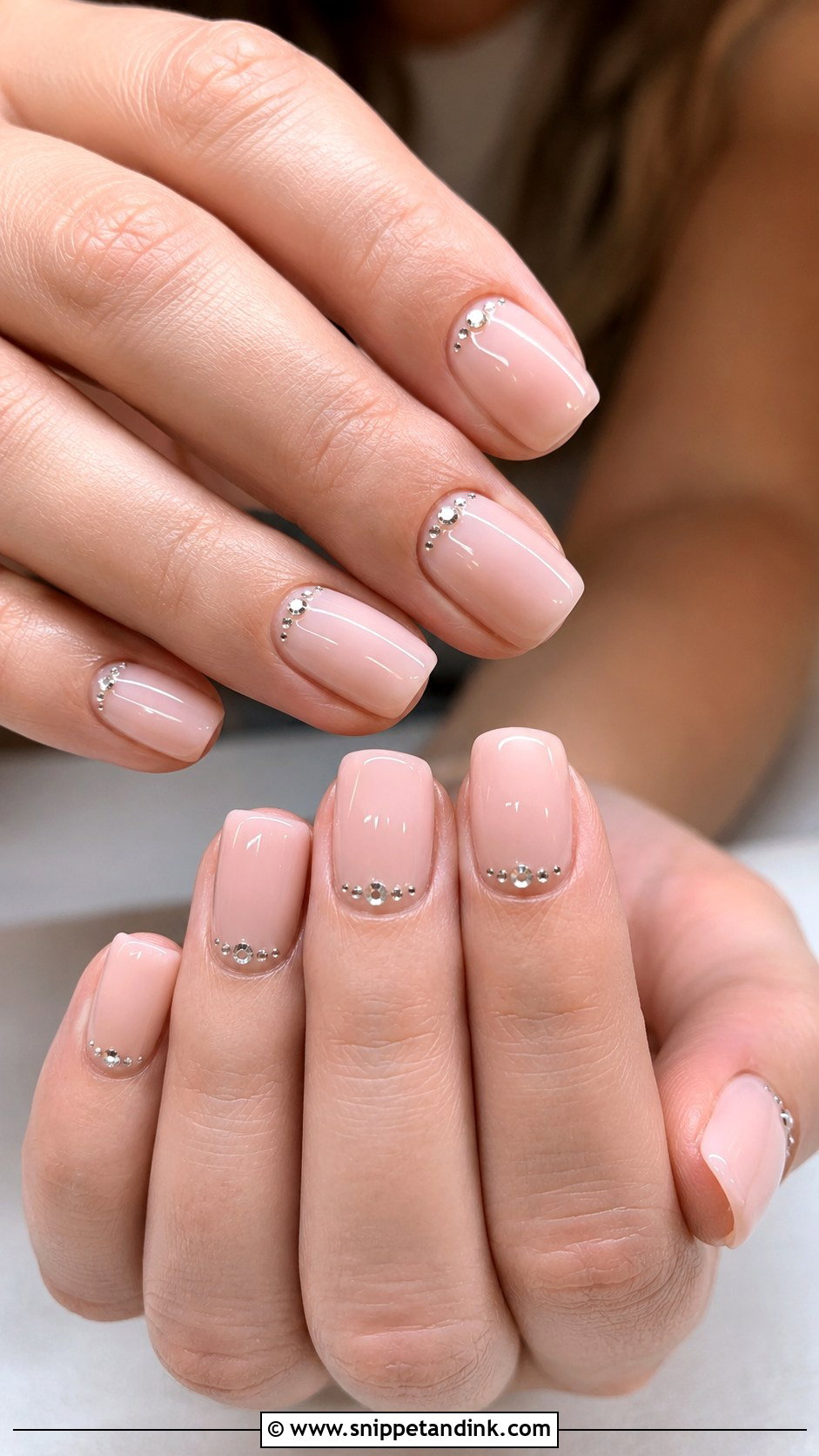 Short Rhinestone Wedding Nails - Snippet and Ink - 30 Short Wedding Nails