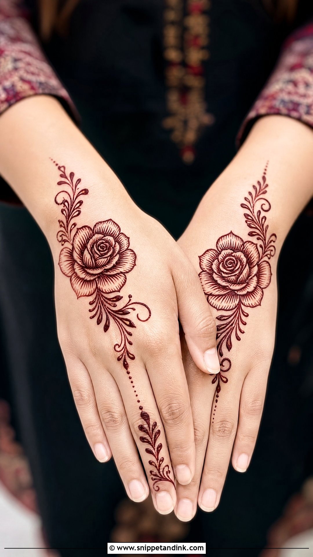Short Rose Mehndi Design - Snippet and Ink - 35 Short Mehndi Design Ideas