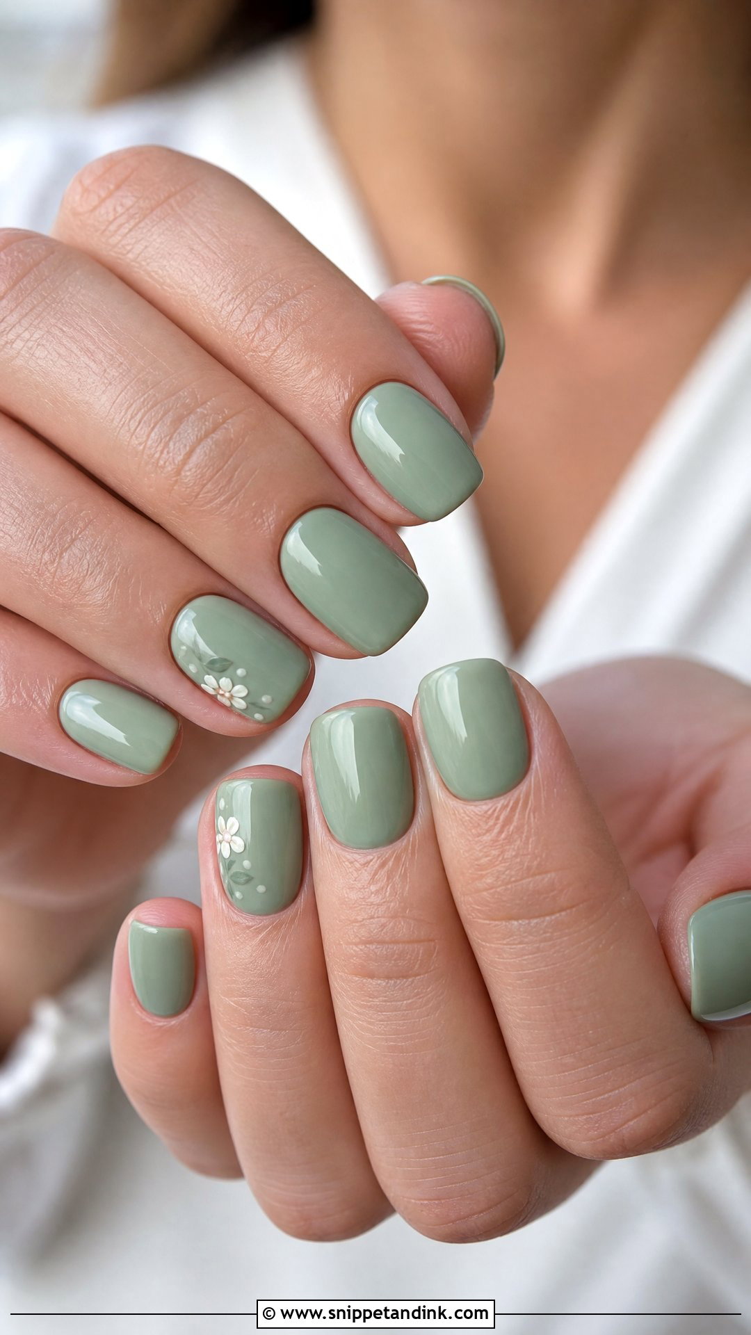 Short Sage Green Wedding Nails - Snippet and Ink - 25 Sage Green Wedding Nails