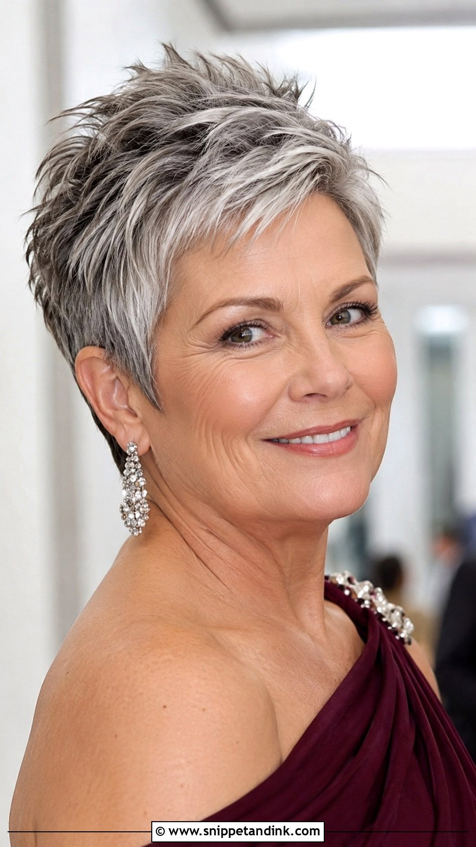 Short Salt and Pepper Hair Styled Modern - Snippet and Ink - 25 Mother of the Bride Short Hair Ideas