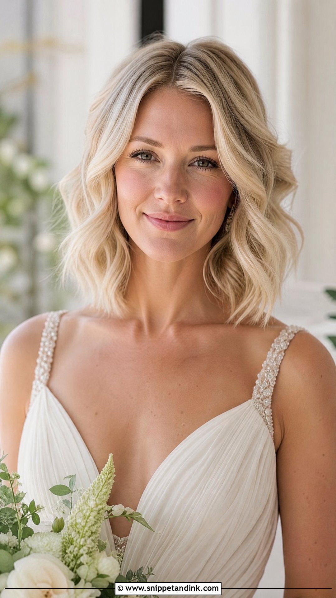 Short Shoulder Length Waves Wedding Hairstyle - Snippet and Ink - 20 Short Hair Open Hairstyles for Wedding