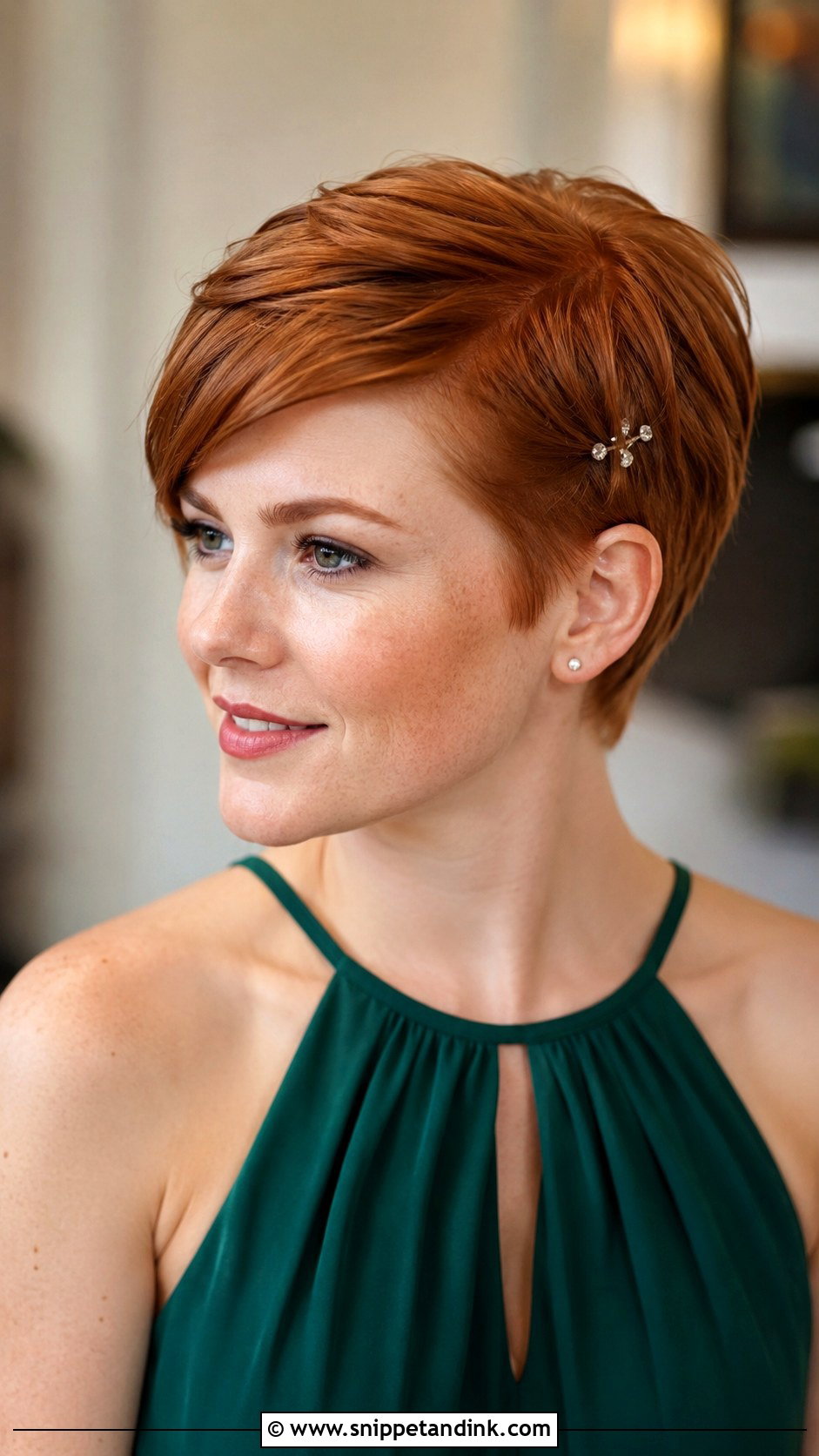Short Side Swept Pixie For Bridesmaid - Snippet and Ink - 20 Short Hair for Wedding Bridesmaid Ideas