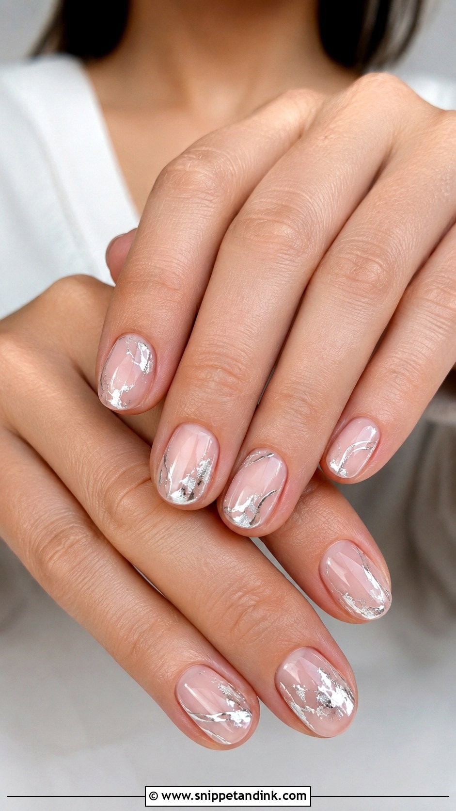 Short Silver Accent Wedding Nails - Snippet and Ink - 20 Short Simple Wedding Nails for Bride