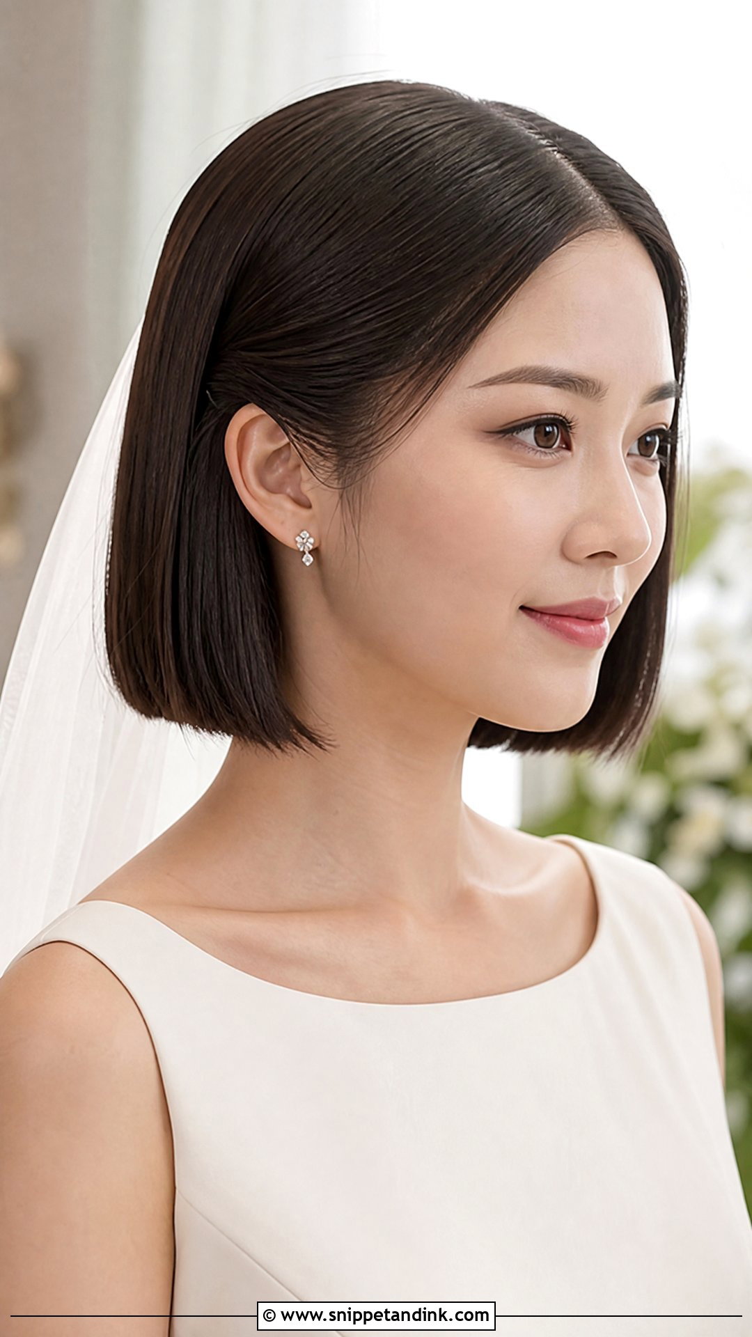 Short Sleek Bob Wedding Hairstyle - Snippet and Ink - 20 Short Hair Open Hairstyles for Wedding