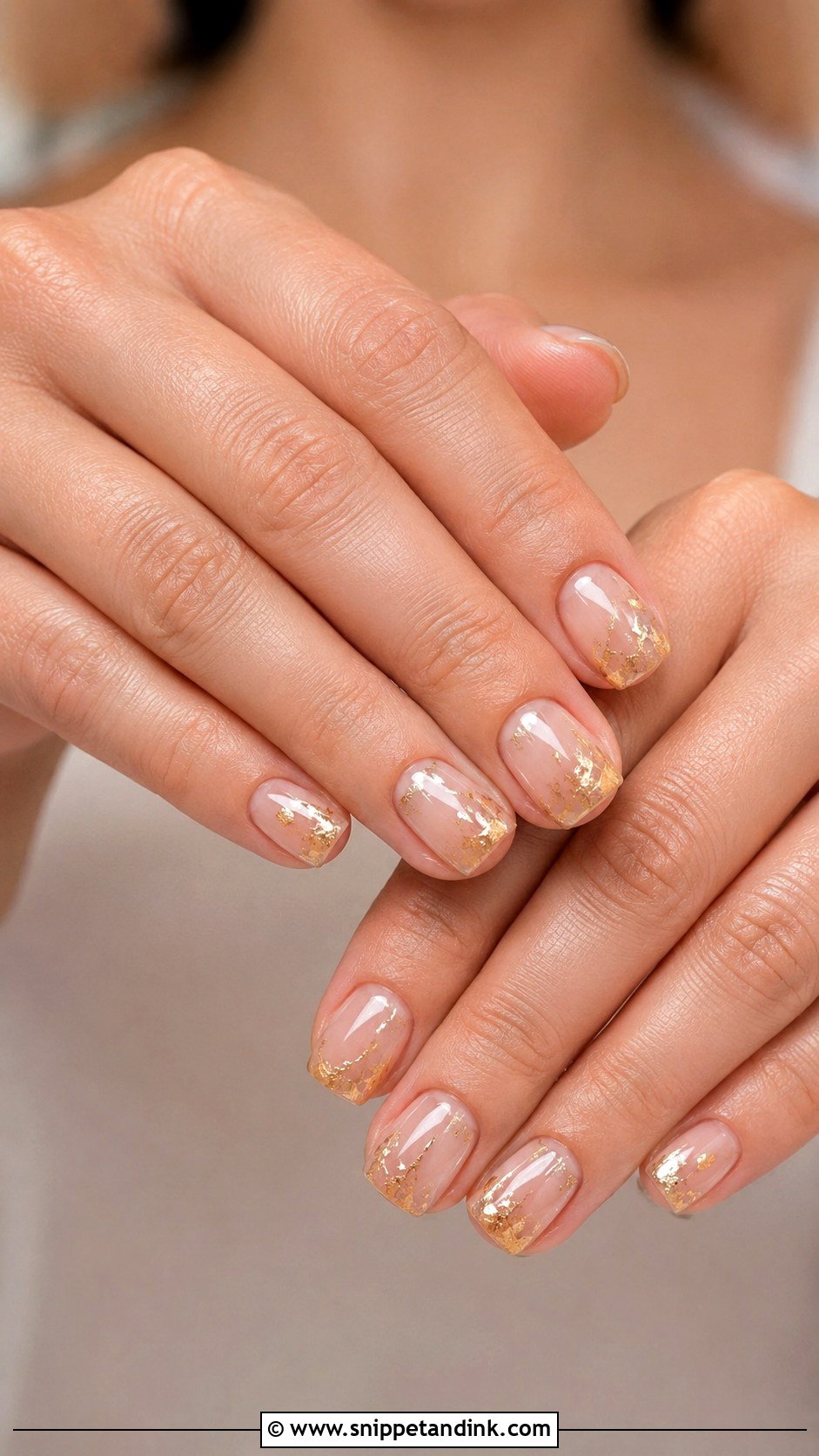 Short Square Gold Wedding Nails - Snippet and Ink - 20 Short Square Wedding Nails