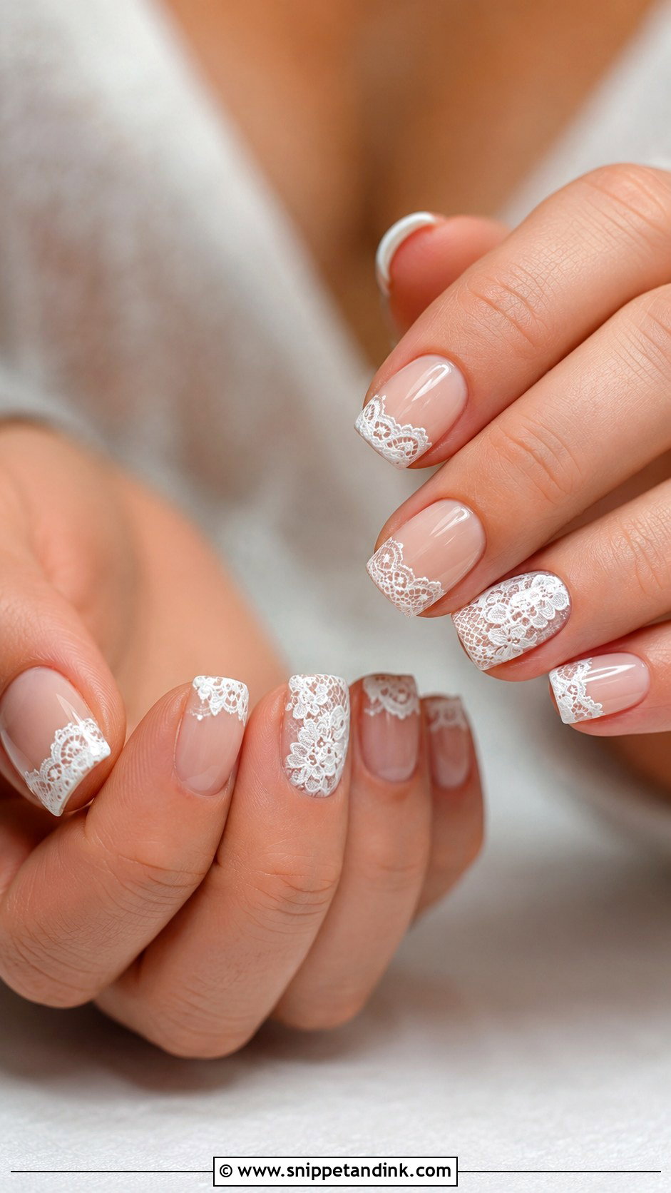 Short Square Lace Wedding Nails - Snippet and Ink - 20 Short Square Wedding Nails