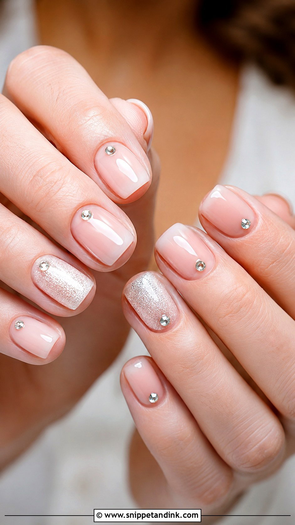 Short Square Rhinestone Wedding Nails - Snippet and Ink - 20 Short Square Wedding Nails