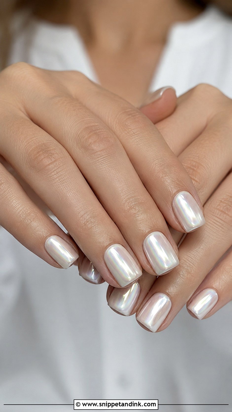 Short Square White Chrome Wedding Nails - Snippet and Ink - 20 Short Square Wedding Nails