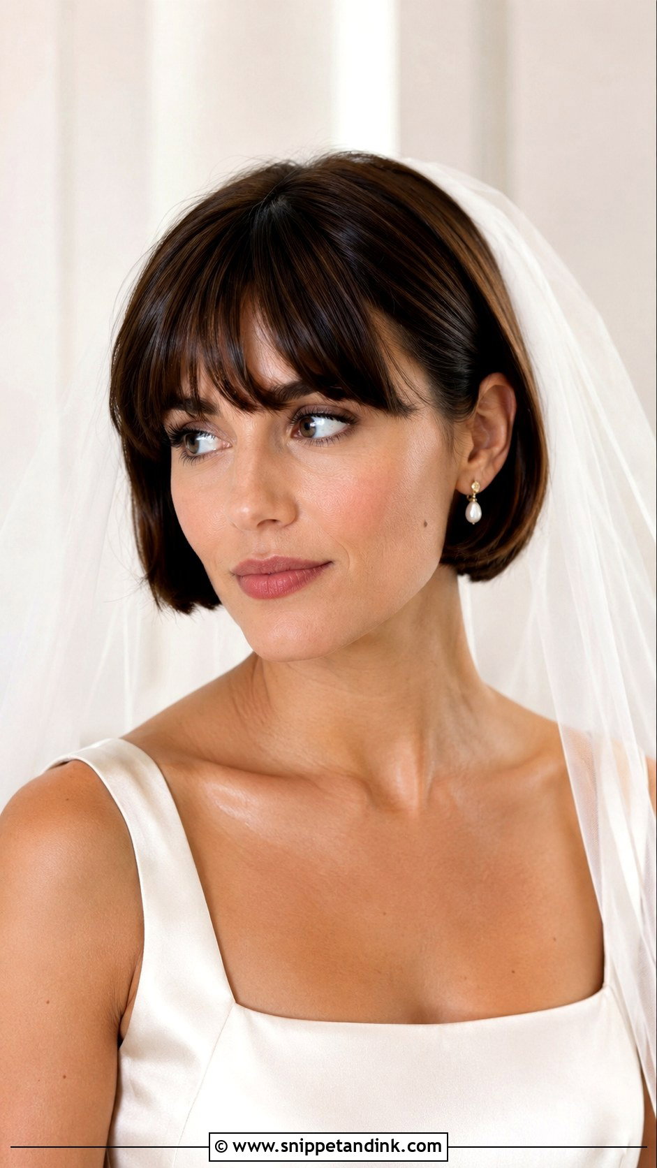 Short Textured Lob Bridal Hair With Bangs - Snippet and Ink - 15 Short Bridal Hair with Bangs