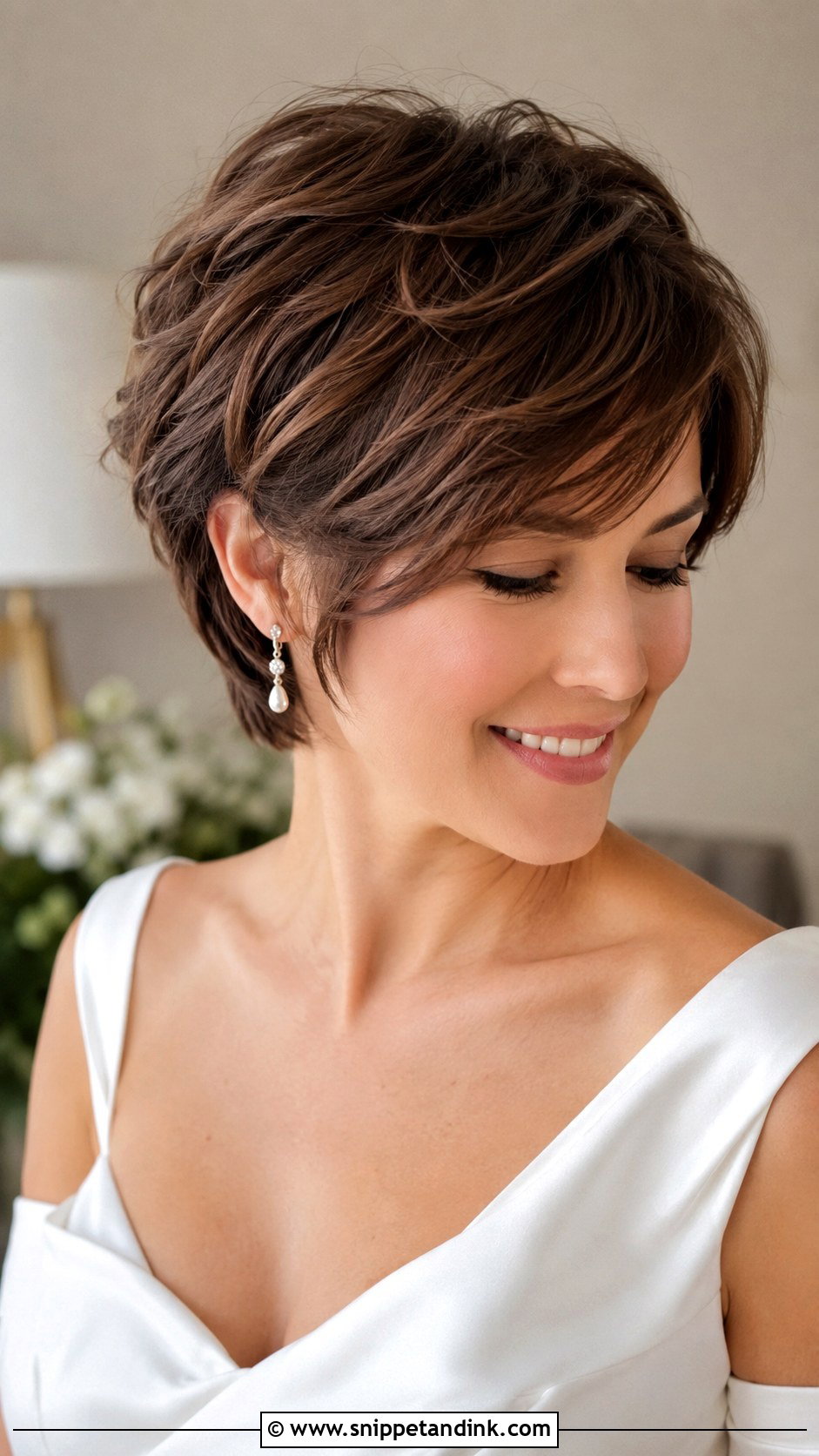 Short Wavy Bixie Wedding Hair - Snippet and Ink - 15 Short Wavy Hair Wedding Ideas