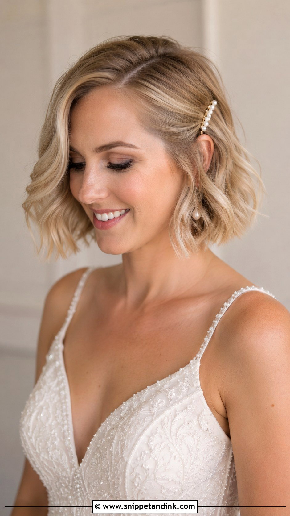 Short Wavy Bob Wedding Hairstyle - Snippet and Ink - 20 Elegant Short Hairstyles for Wedding