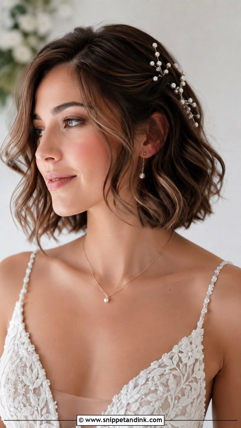 Short Wavy Bob With Hair Pins Wedding Hair - Snippet and Ink - 15 Short Wavy Hairstyles for Wedding