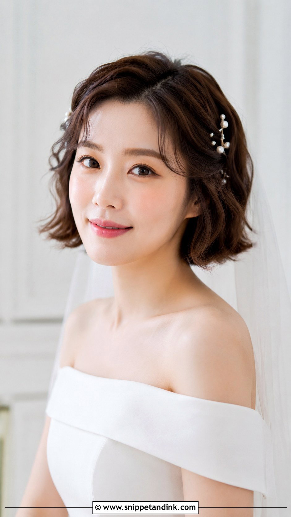 Short Wavy Bob With Pins - Snippet and Ink - 30 Korean Wedding Hair Ideas