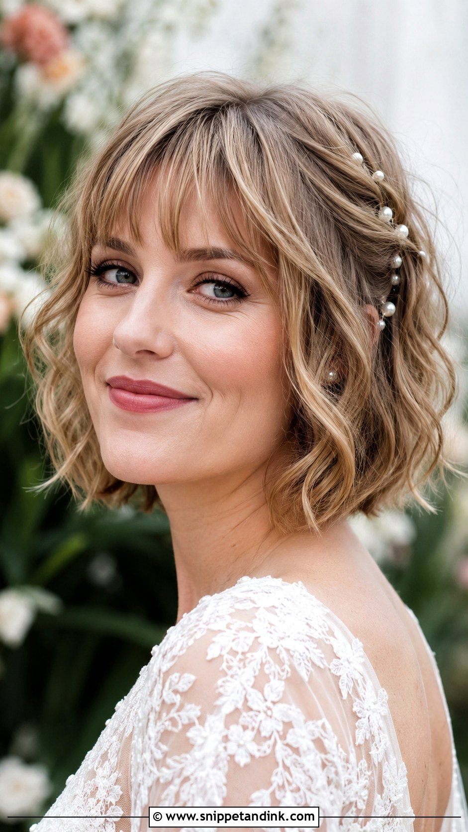 Short Wavy Bridal Hair With Bangs - Snippet and Ink - 15 Short Bridal Hair with Bangs