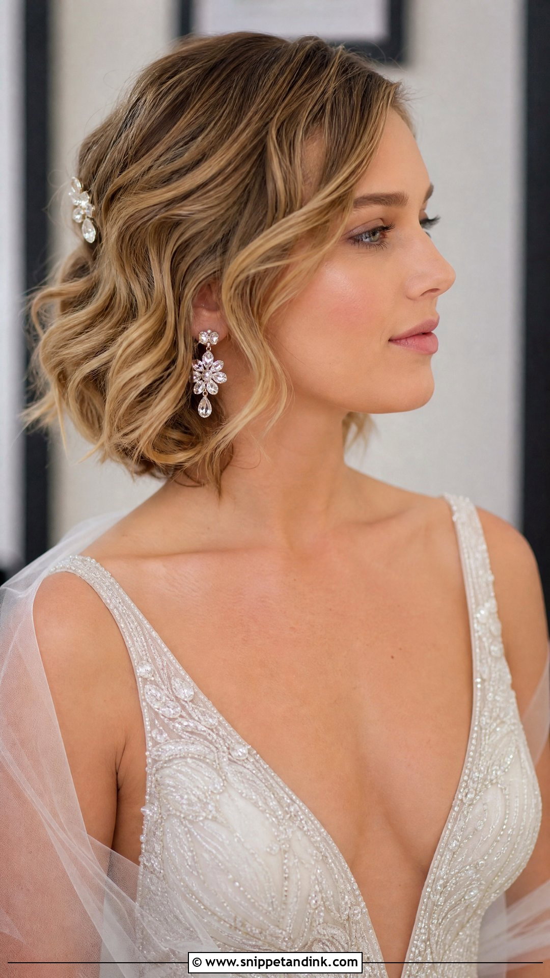 Short Wavy Bridal Hairstyle - Snippet and Ink - 20 Wavy Bridal Hairstyles