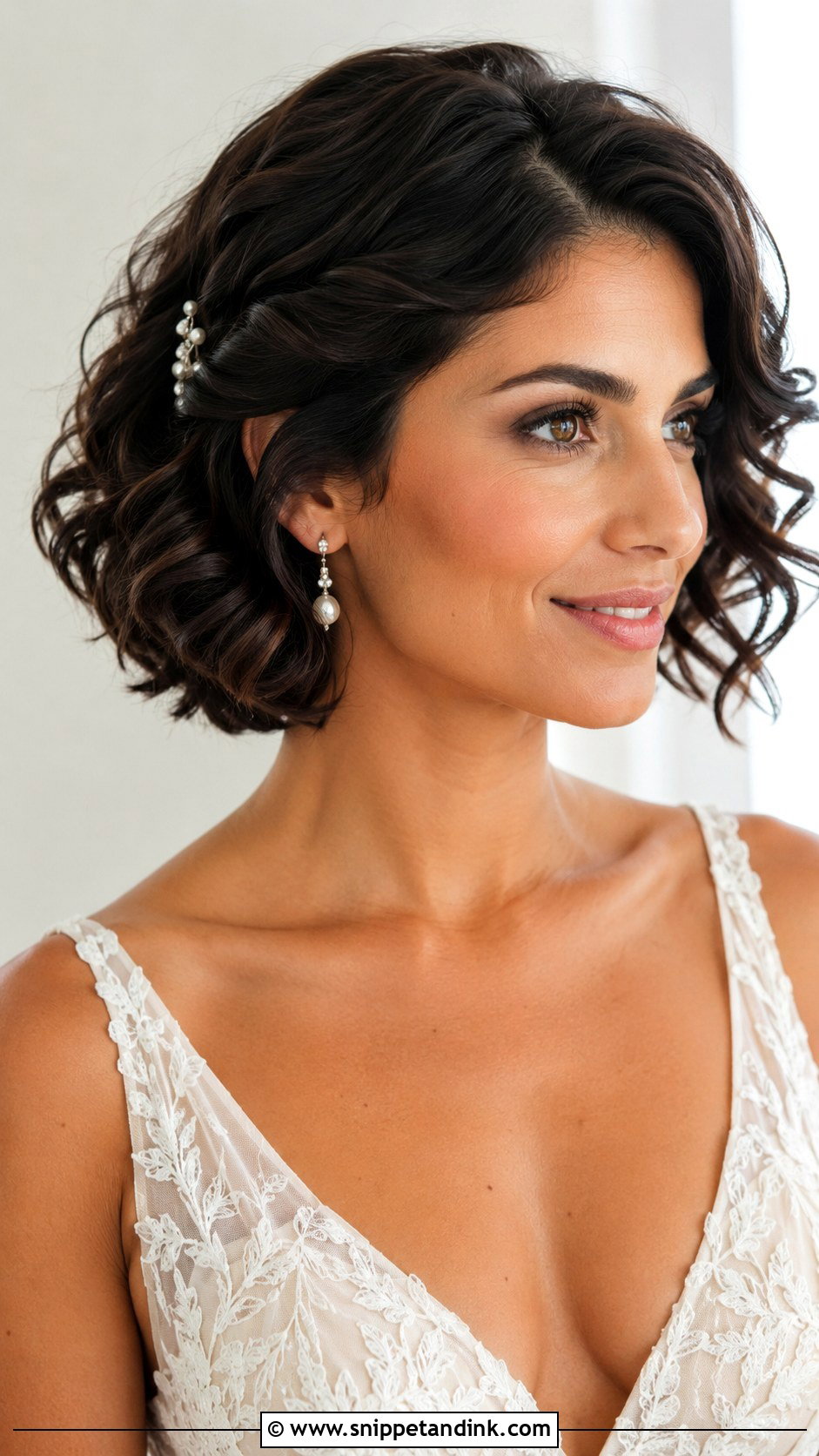 Short Wavy Curly Bob Wedding Hair - Snippet and Ink - 15 Short Wavy Hairstyles for Wedding