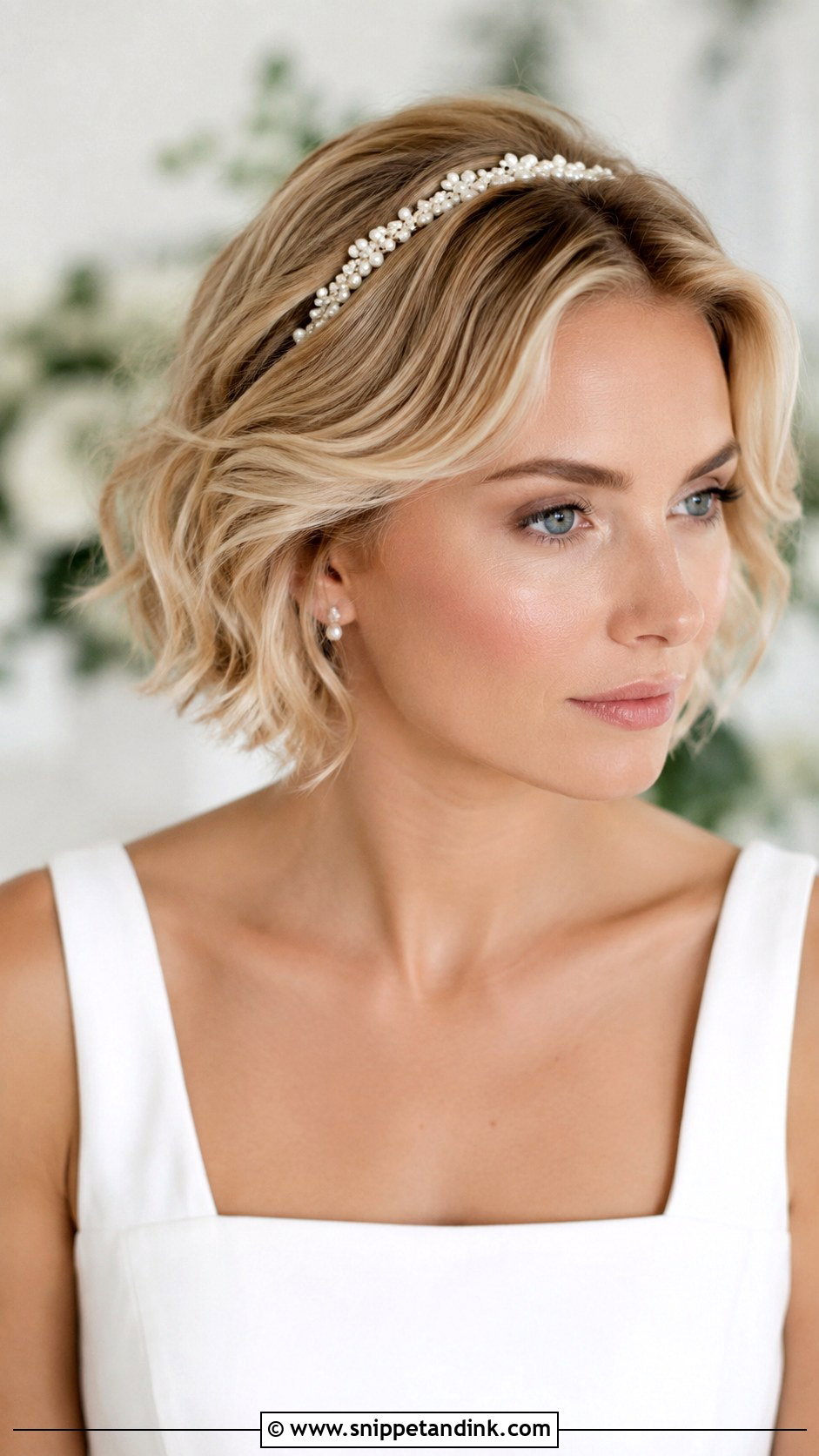 Short Wavy Hair With Headband - Snippet and Ink - 15 Short Wavy Hair Wedding Ideas
